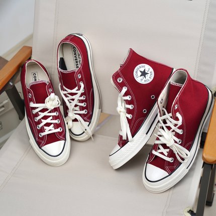 匡威正品1970s复古舒适百搭高帮帆布鞋男女款深红色A10523CA10531