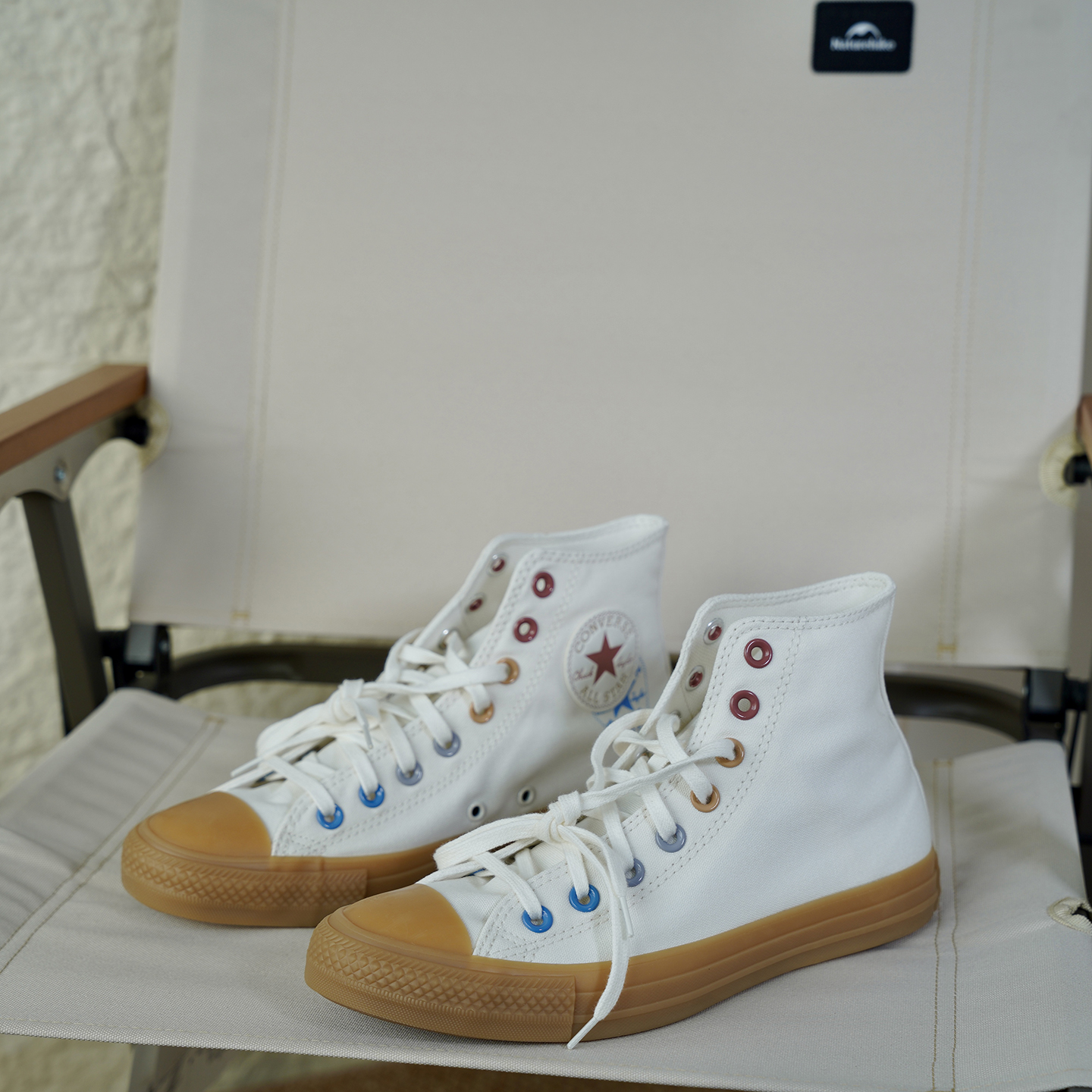 匡威正品All Star新品错位Logo高帮百搭小白鞋运动帆布鞋 A15746C