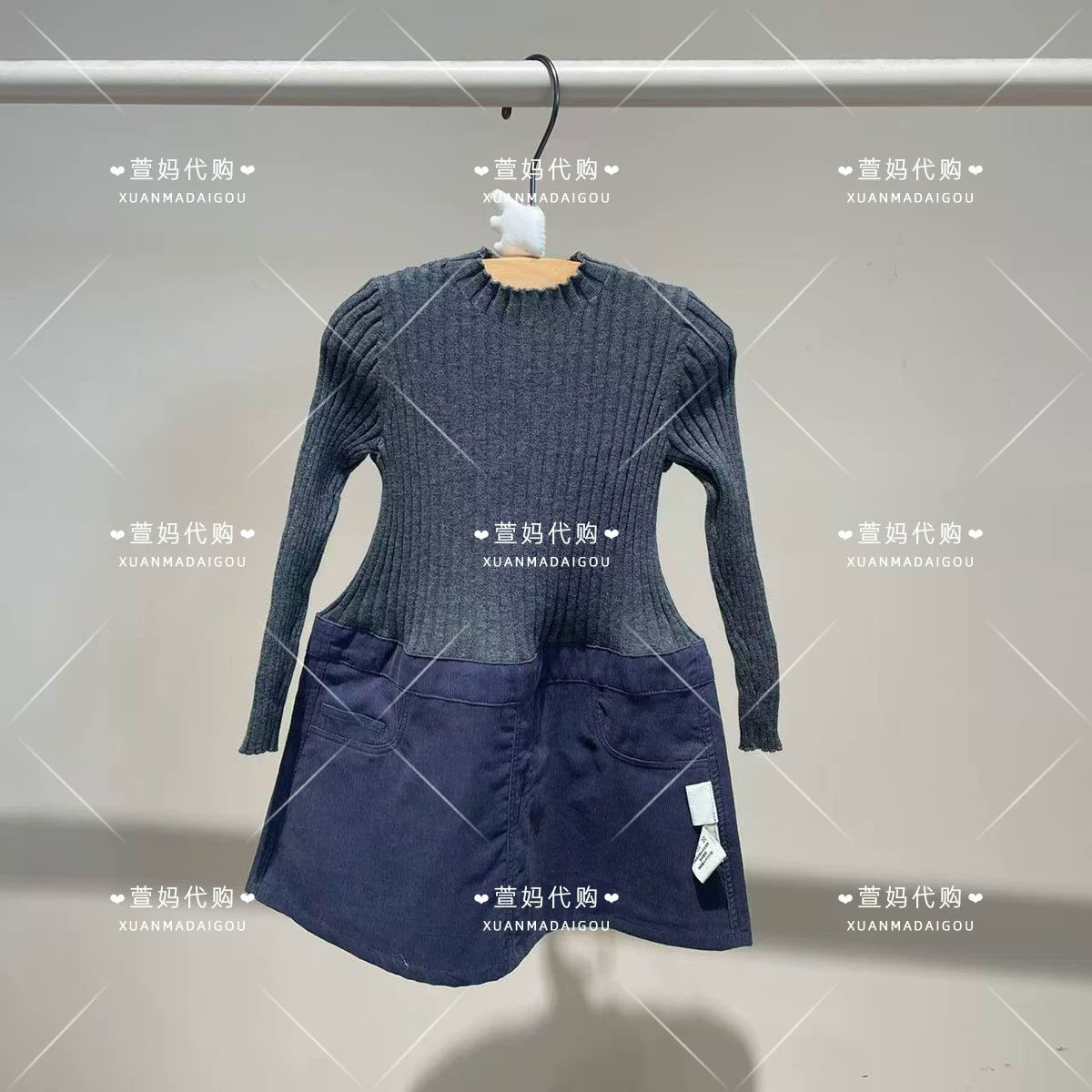 YQ9G11090小江南商场童装2026秋冬新品女婴童针织拼接长袖连衣裙