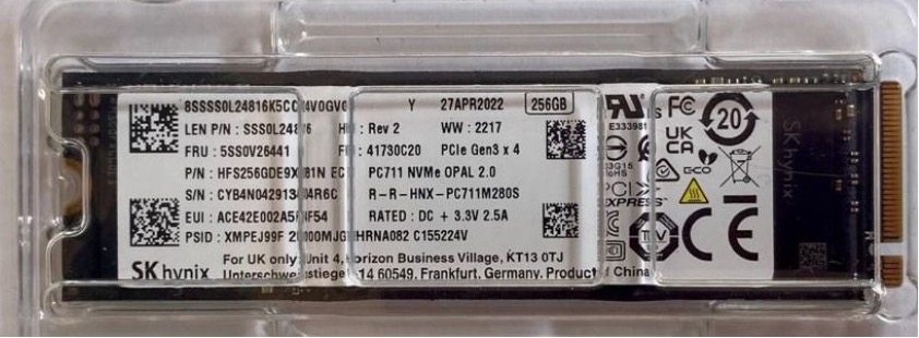 SK海力士 HFS256GDE9X081N 256GB/512GB PC711 M.2 2280 硬盘