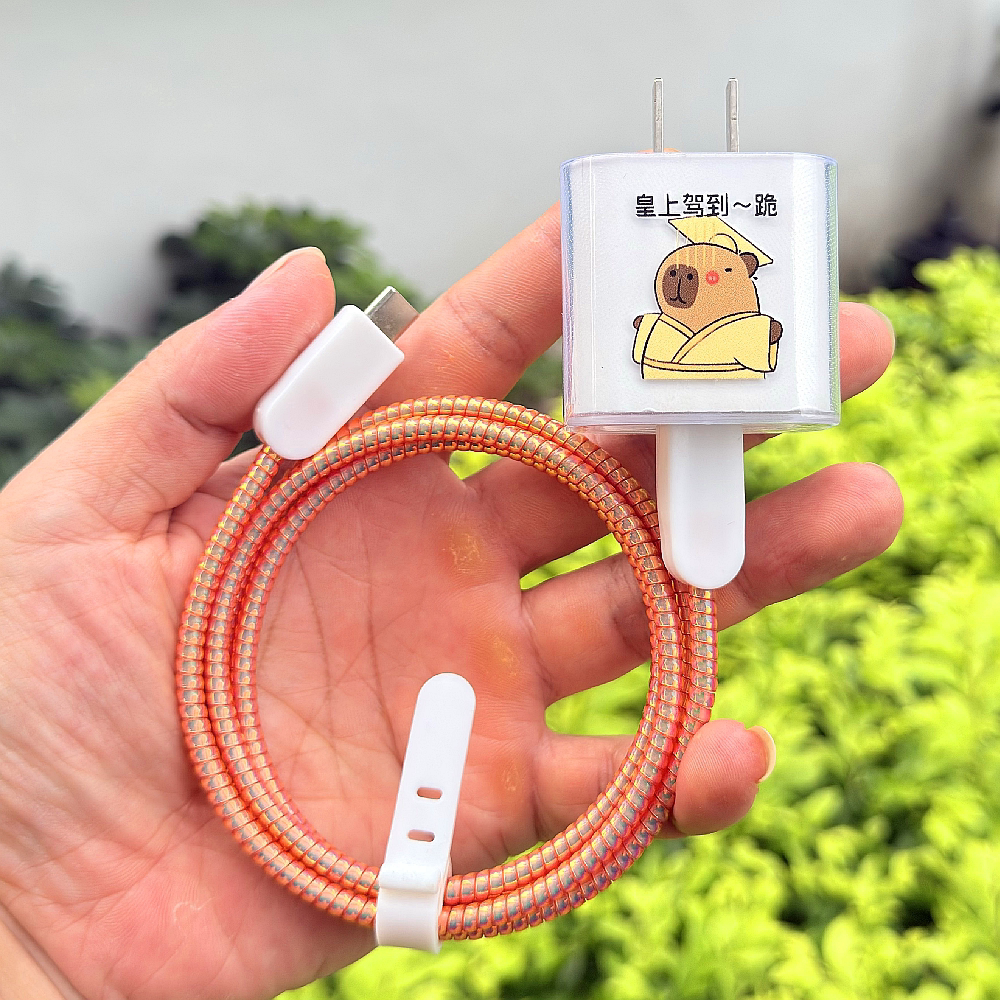 适用苹果17/16pro/15proMax手机13 14充电器保护套20W数据线绕绳