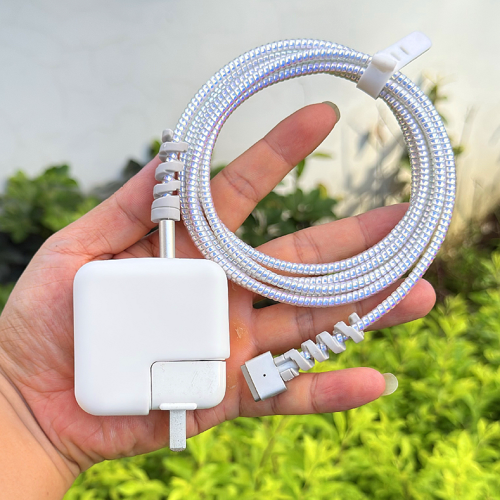 适用苹果笔记本电脑Macbook壳30W 35W 70W充电器数据线保护套绕绳