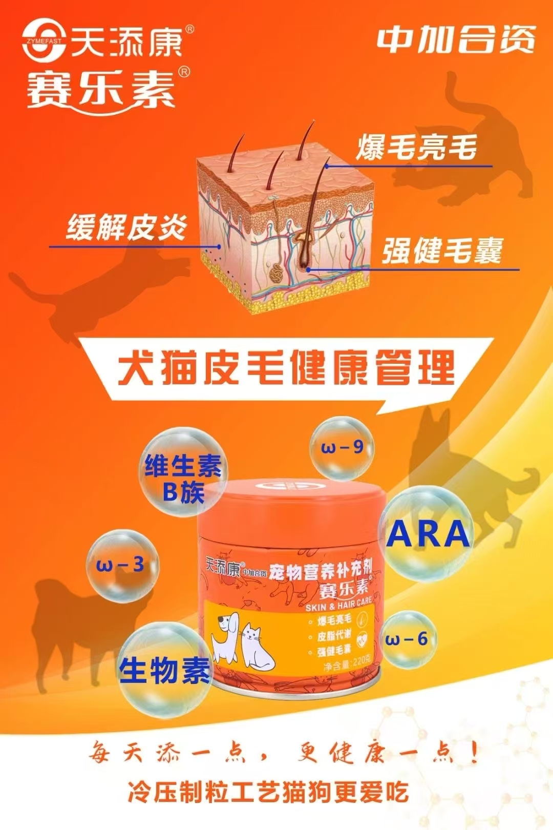 狗狗猫咪美毛亮毛爆毛防掉毛营养品维生素缓解皮炎