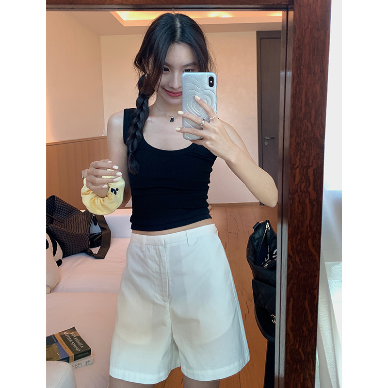 【楠涛时装】楠涛美式复古短裤女2025春季外穿百搭高腰显瘦遮肉A