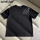 圆领上衣ins 青少年t恤男女情侣宽松百搭学生情侣印花半袖 夏季 新款