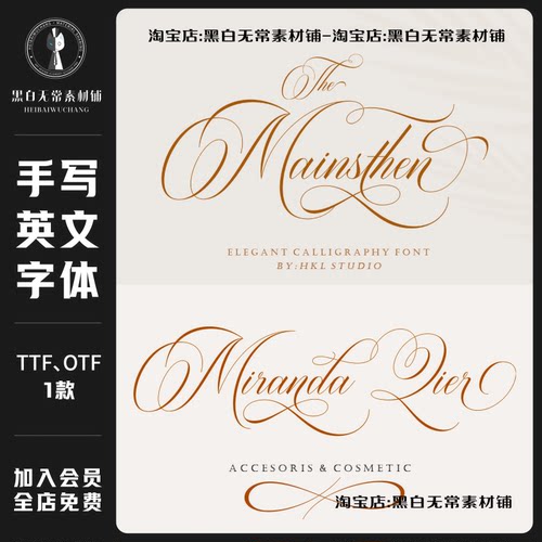 电影美学艺术精致现代logo标题徽标花体衬线混排英文字体安装素材