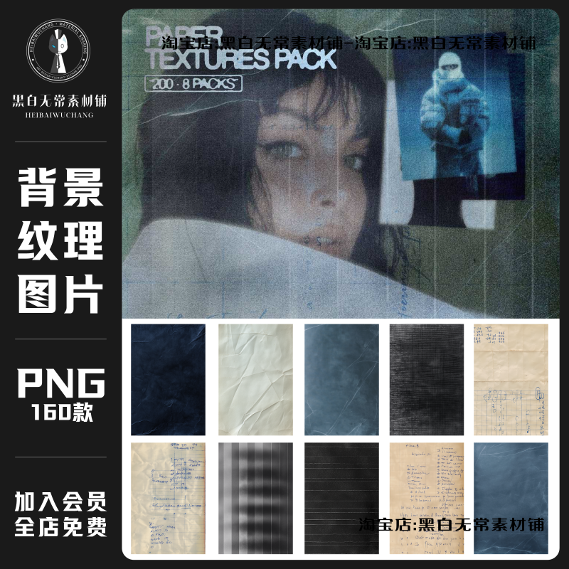 复古怀旧牛皮纸张模糊磨损颗粒噪点纹理材质叠加效果背景美工素材