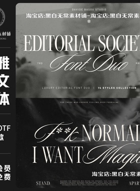 高奢优雅衬线logo徽标标题排版西文手写英文字体饭圈美工设计素材