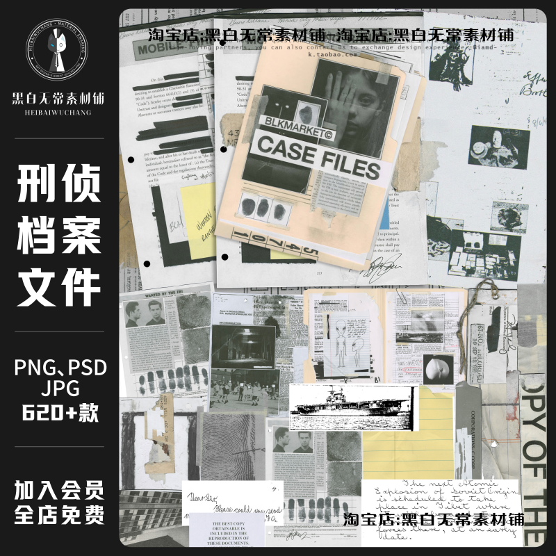 复古做旧破损刑侦探案悬疑追踪解密文件档案资料背景美工设计素材