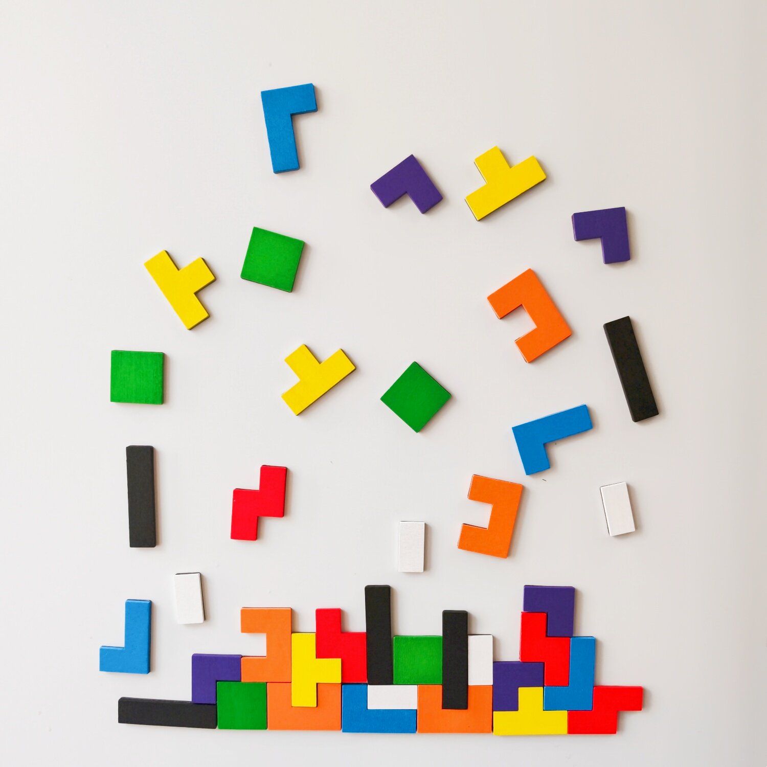 磁性俄罗斯方块40片百变木质拼图儿童益智玩具几何拼板冰箱贴3岁+