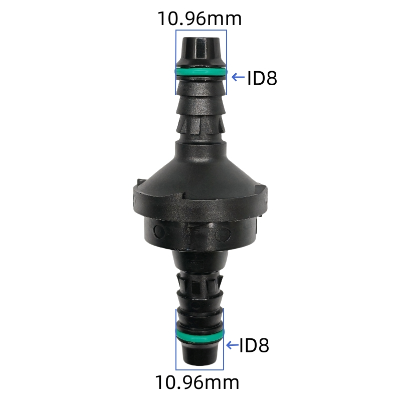 ID8止回阀耐高温单向阀 黑色塑料汽车管路带圈气管水路改装止流阀
