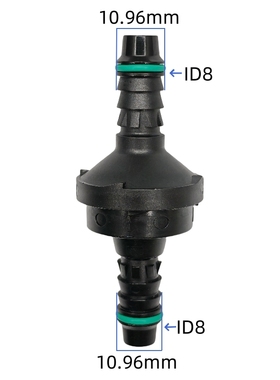 ID8止回阀耐高温单向阀 黑色塑料汽车管路带圈气管水路改装止流阀