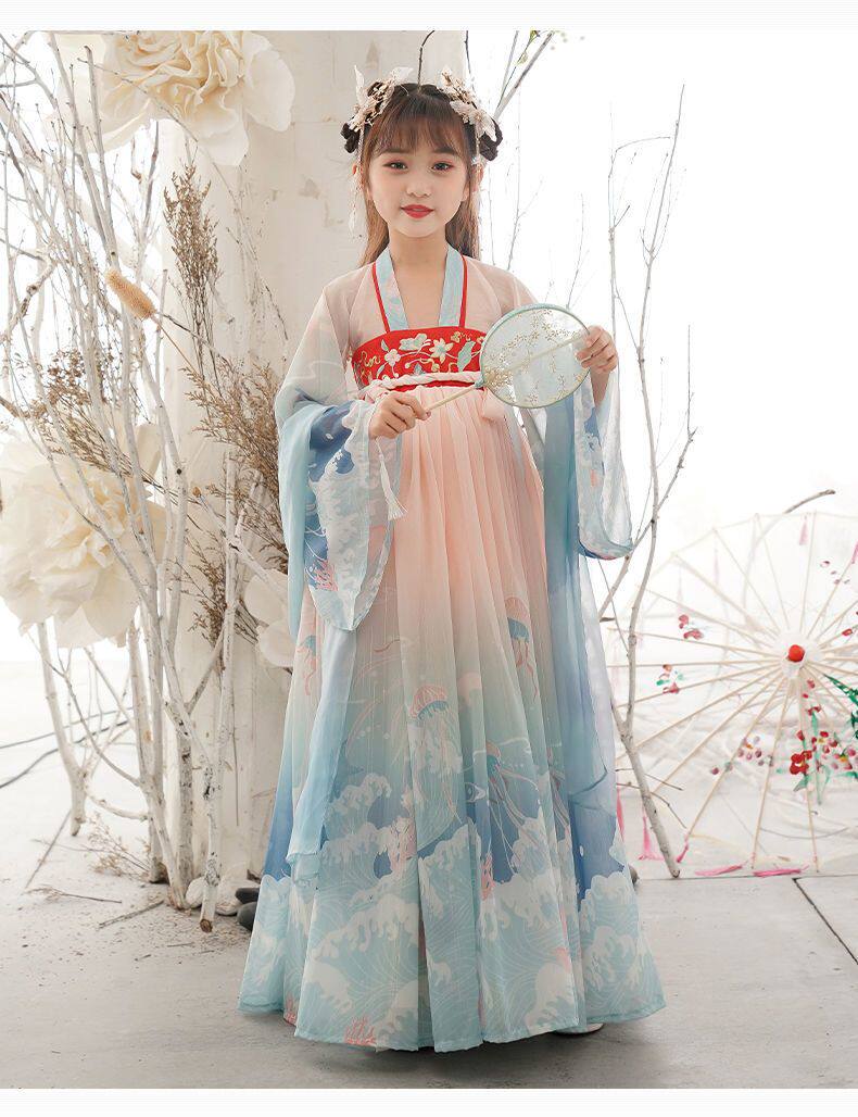 儿童汉服女童古装超仙襦裙中国风小女孩唐装连衣裙春夏秋款公主裙