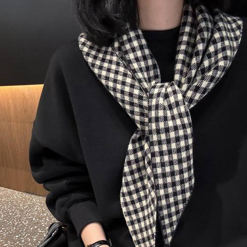 格纹百搭三角巾披肩围巾女秋冬季