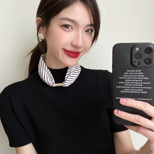 雪林鹿春夏磁扣丝巾韩版女印花