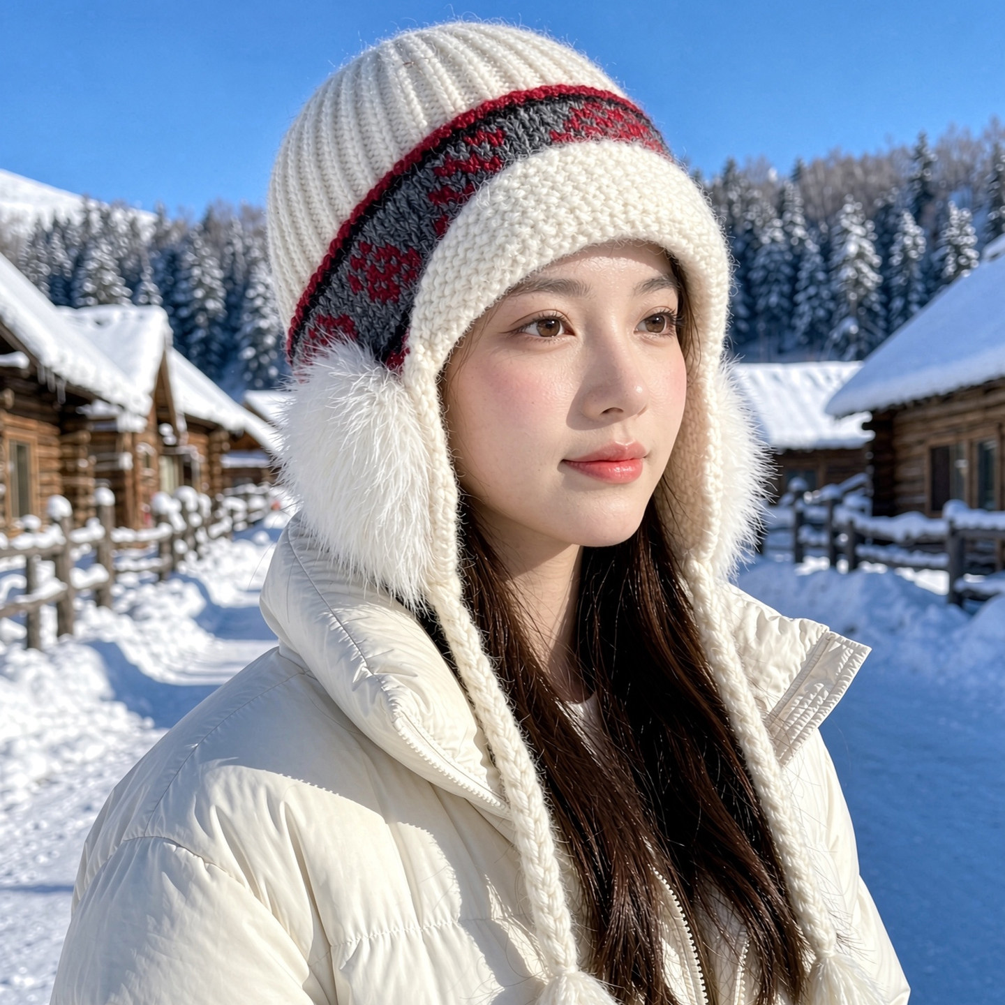 复古提花流苏针织毛线帽女秋冬季加厚保暖显脸小包头系带雷锋帽潮