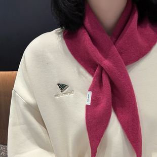 软糯高品质三角巾护颈100%澳洲羊毛披肩女简约护颈保暖针织小围巾