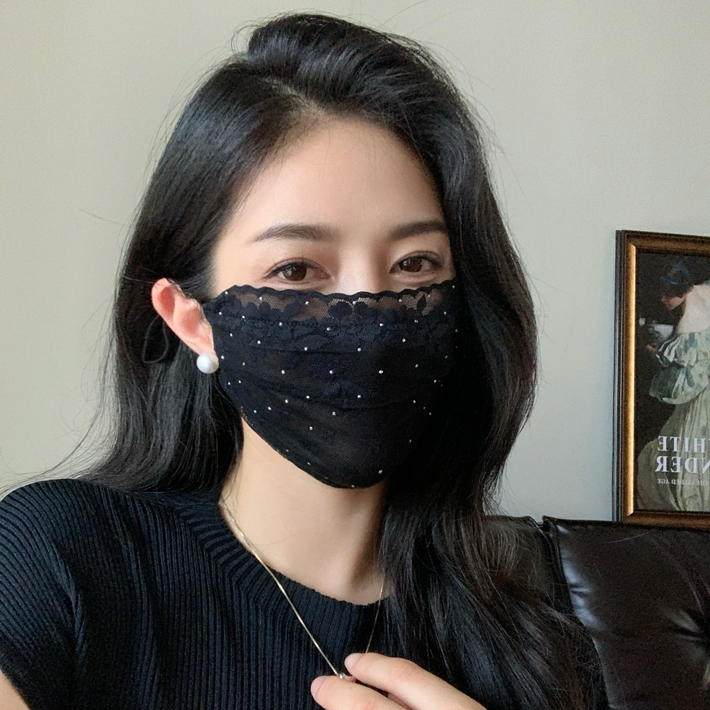 网纱蕾丝口罩女夏高颜值刺绣薄款