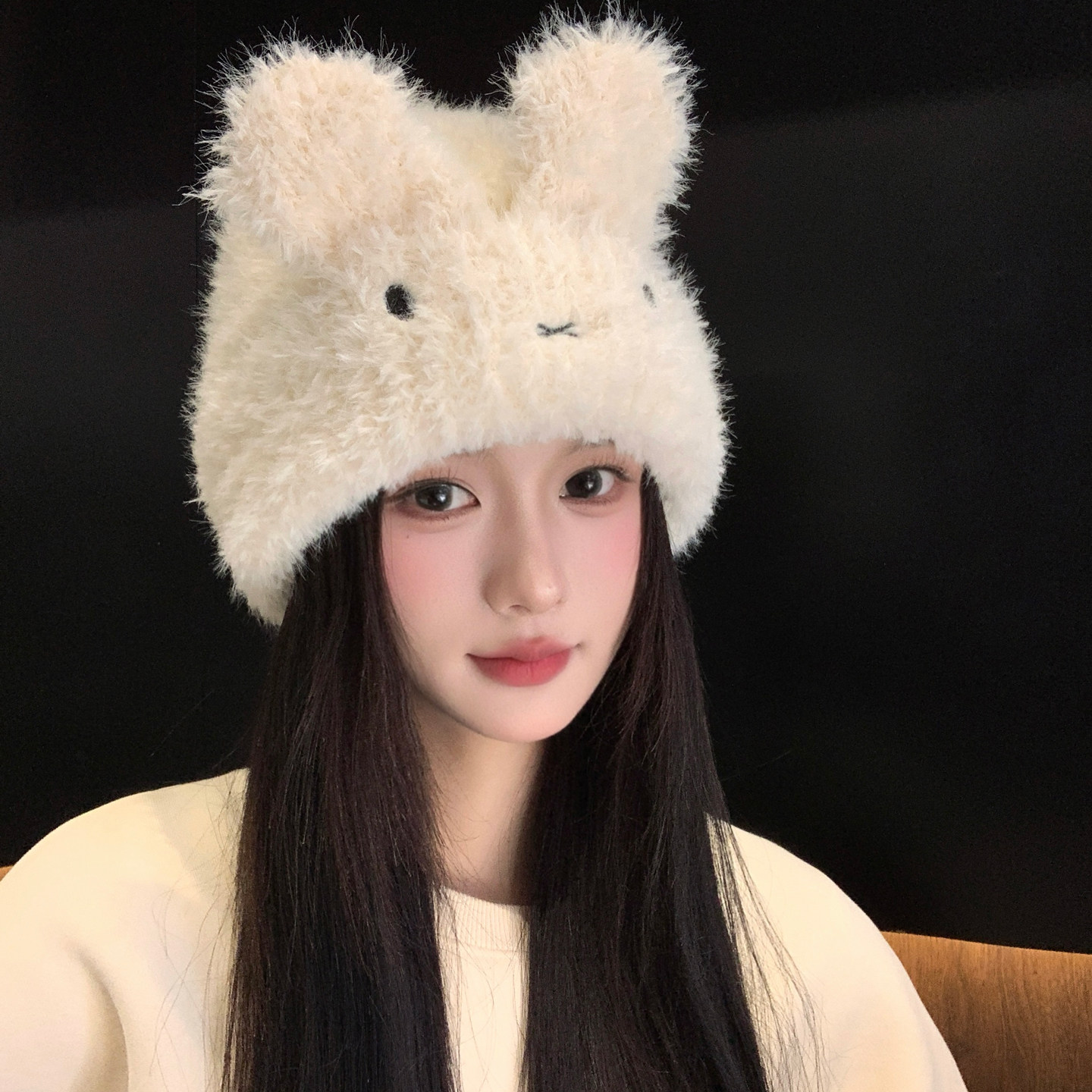 可爱兔耳朵毛绒针织帽子女秋冬季大头围保暖加厚毛线帽护耳包头帽,服饰配件/皮带/帽子/围巾,帽子,淘宝优惠券,粉丝福利购,淘宝优惠卷