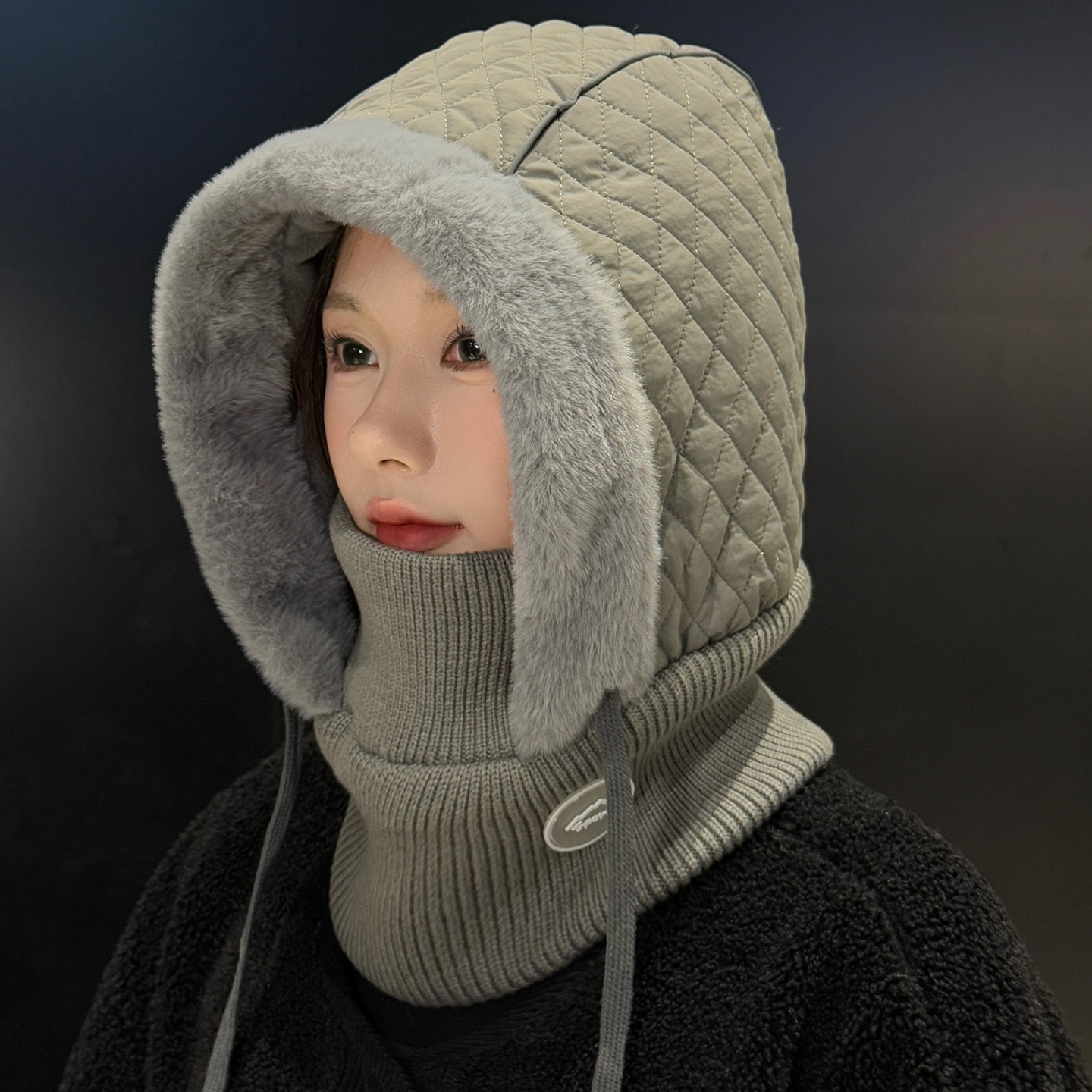 新款帽子女面罩围脖一体帽户外冬