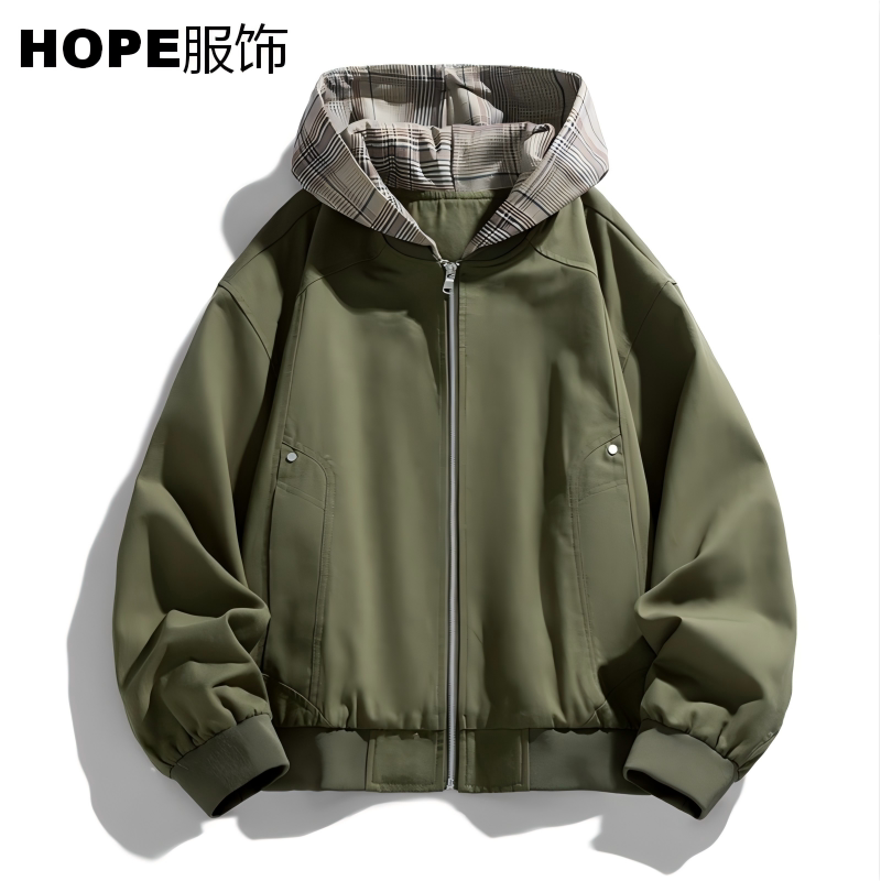 2025秋冬新款港风夹克男宽松休闲渐变大码胖子情侣外套男百搭