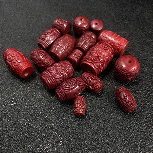 紫金砂朱砂高含量六字真言古龙米珠花纹腰珠顶珠圆珠佛珠diy配件