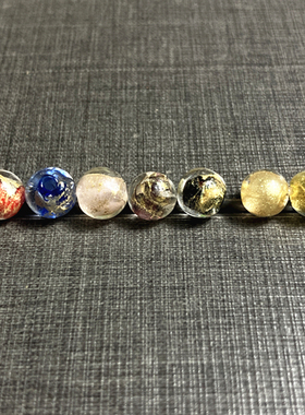 金银箔琉璃珠琉璃散珠圆珠红黄黑蓝色手链串佛珠DIY饰品配件
