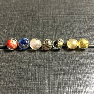 金银箔琉璃珠琉璃散珠圆珠红黄黑蓝色手链串佛珠DIY饰品配件