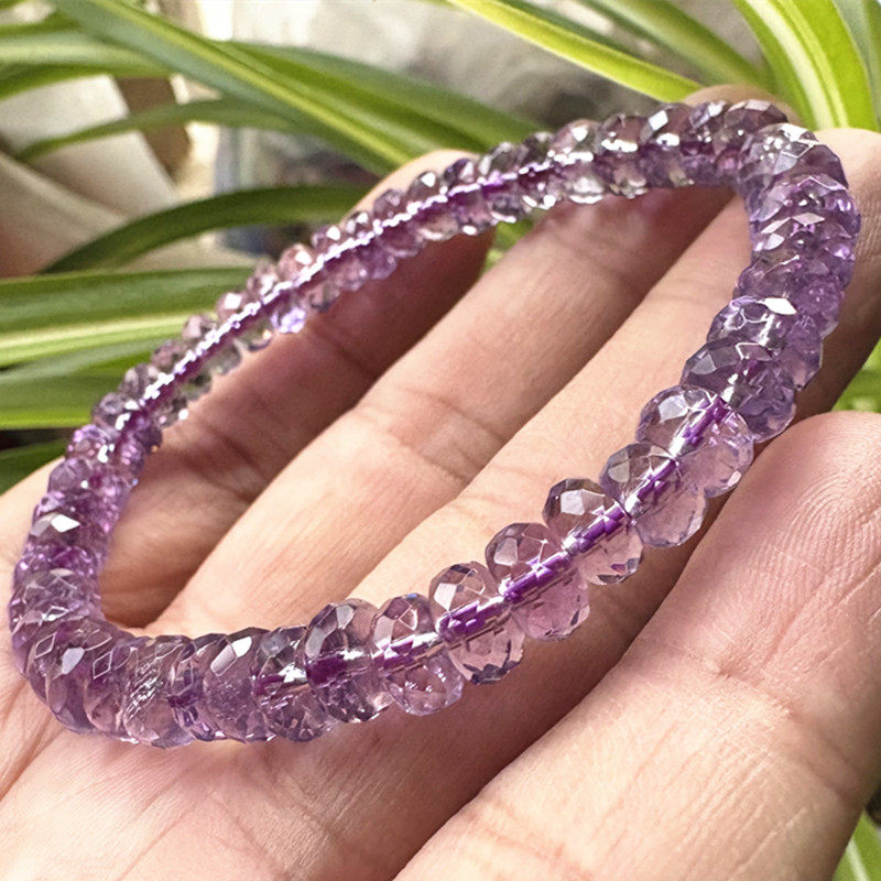 天然紫金水手链刻面盘珠手串女生单圈简约可爱礼物水晶手链送证书