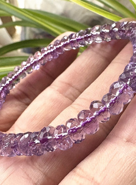 天然紫金水手链刻面盘珠手串女生单圈简约可爱礼物水晶手链送证书