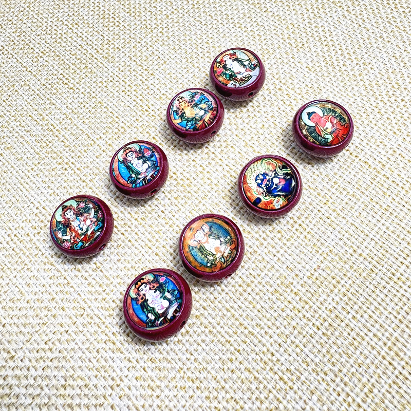 朱砂紫金砂唐卡十二生肖八大守护神双面手链手串吊坠配件配饰品