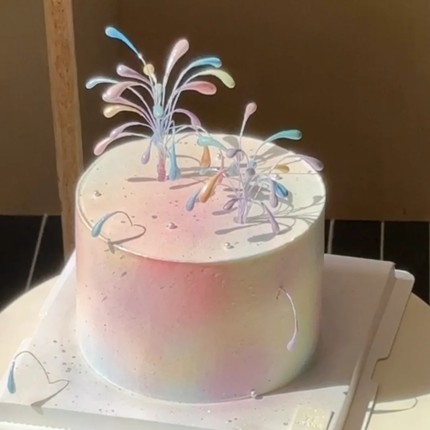 简约ins风梦幻七彩仿真蛋糕梦幻生日蛋糕模型摄影道具橱窗摆件