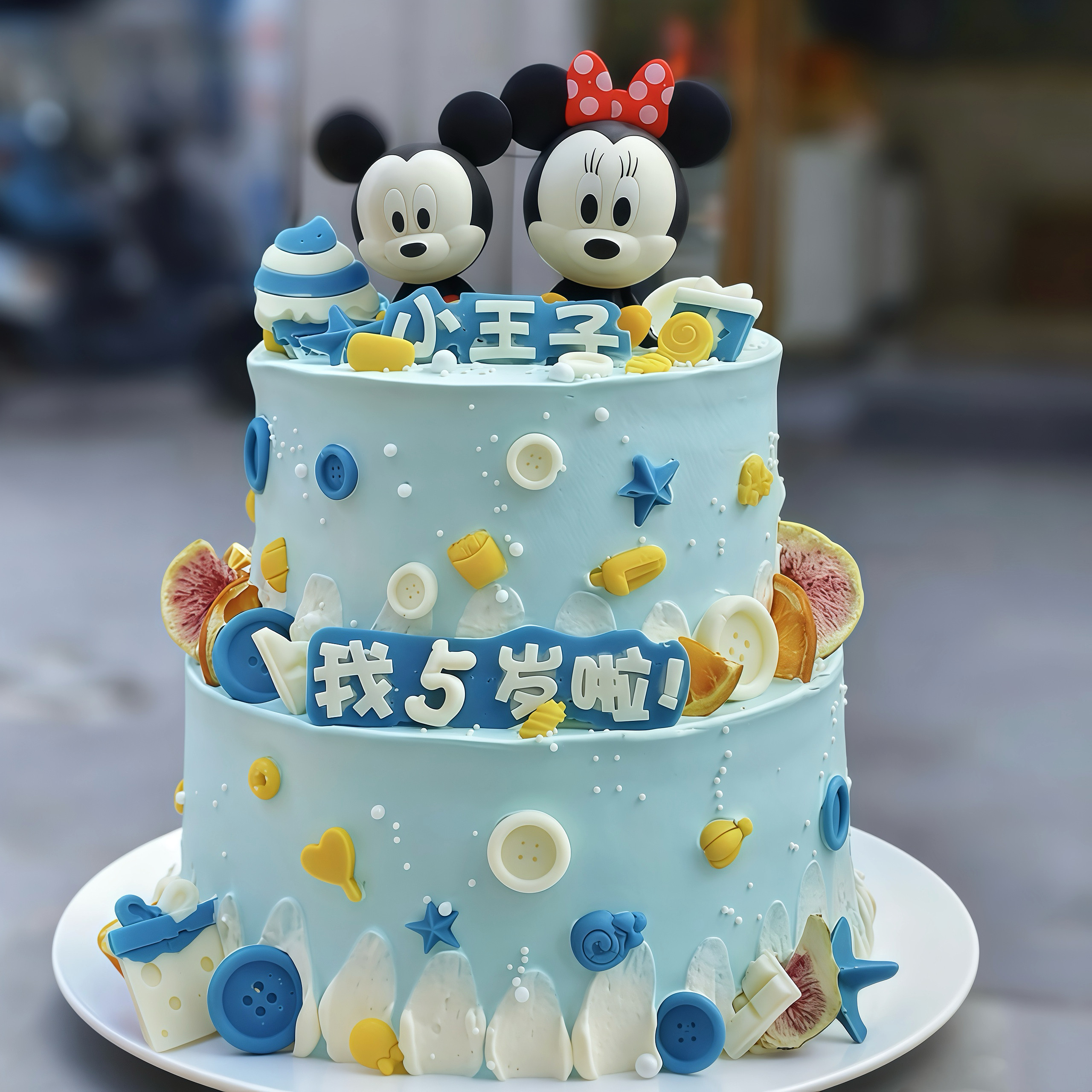 双层蛋糕模型2026网红流行米奇小王子儿童生日假蛋糕橱窗样品道具