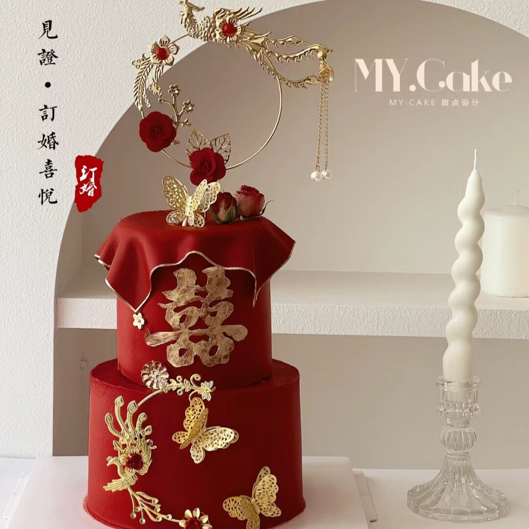 婚礼订婚蛋糕模型双层2026仿真鲜花假蛋糕拍照道具样品摆件定制