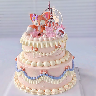 生日蛋糕模型仿真双层复古奶油裱花塑胶泡沫橱窗样品 2026网红新款