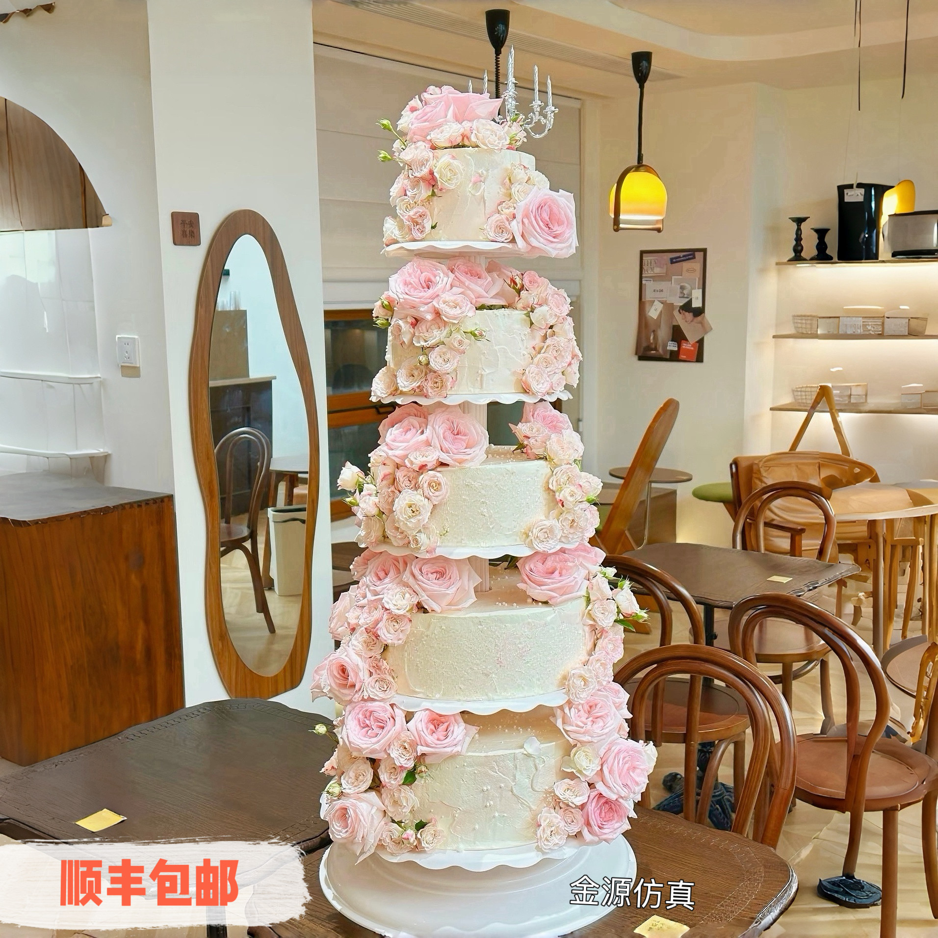网红多层仿真蛋糕模型订婚结婚礼喜宴鲜花生日假蛋糕鲜花橱窗展示