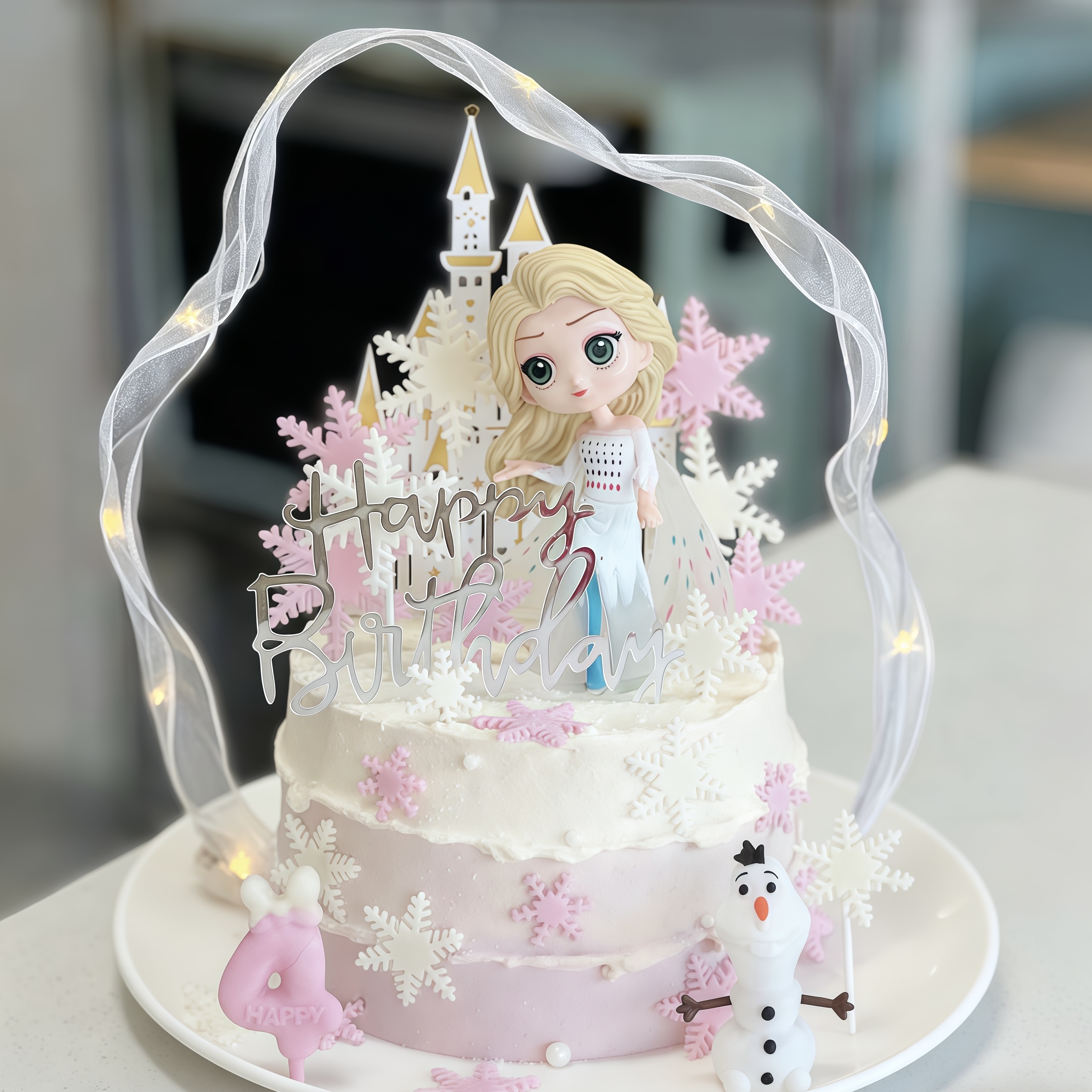 仿真蛋糕模型2025网红流行冰雪公主艾莎城堡生日假蛋糕橱窗样品