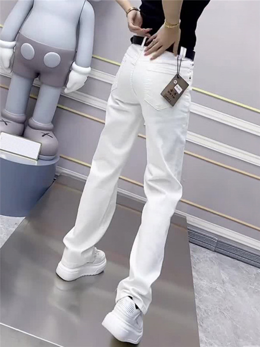 Slimming Plus Size White Jeans: High Waisted Curvy Fit - Taobao product photo 3