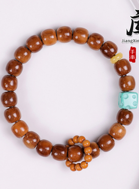 全品AA特级天然库克老形型手串金膏玉奶酪橄榄核跑环绕指柔手链