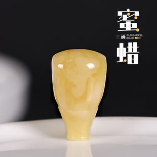 天然蜜蜡佛头一体三通琥珀手串散珠桶珠配件金刚星月菩提手链配饰