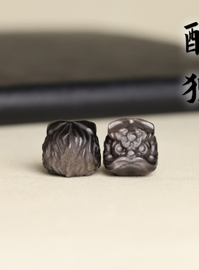金银黑曜石醒狮吊坠手串配件