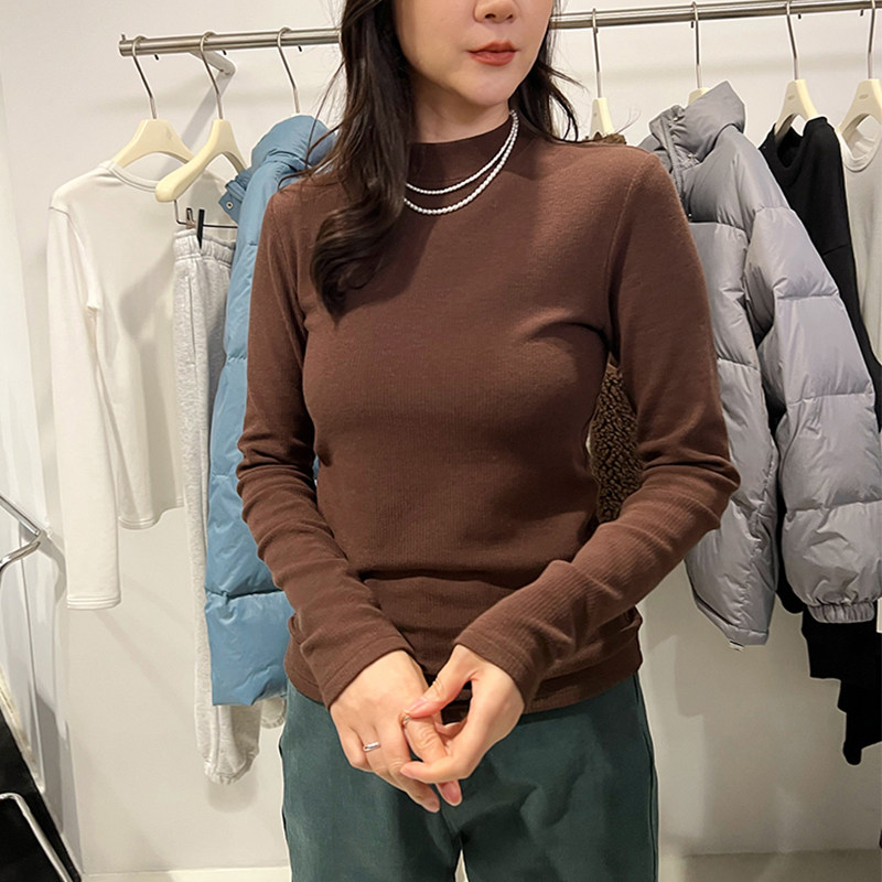 莫代尔小立领打底衫女春秋季内搭上衣半高领T恤修身长袖2026新款