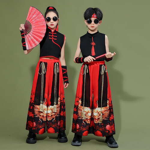 儿童中国风国潮古典舞武术打鼓服