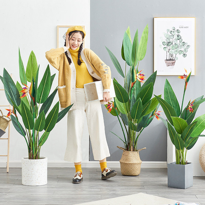 北欧仿真吉祥鸟大型植物盆景鹤望兰假绿植客厅室内落地花卉假花