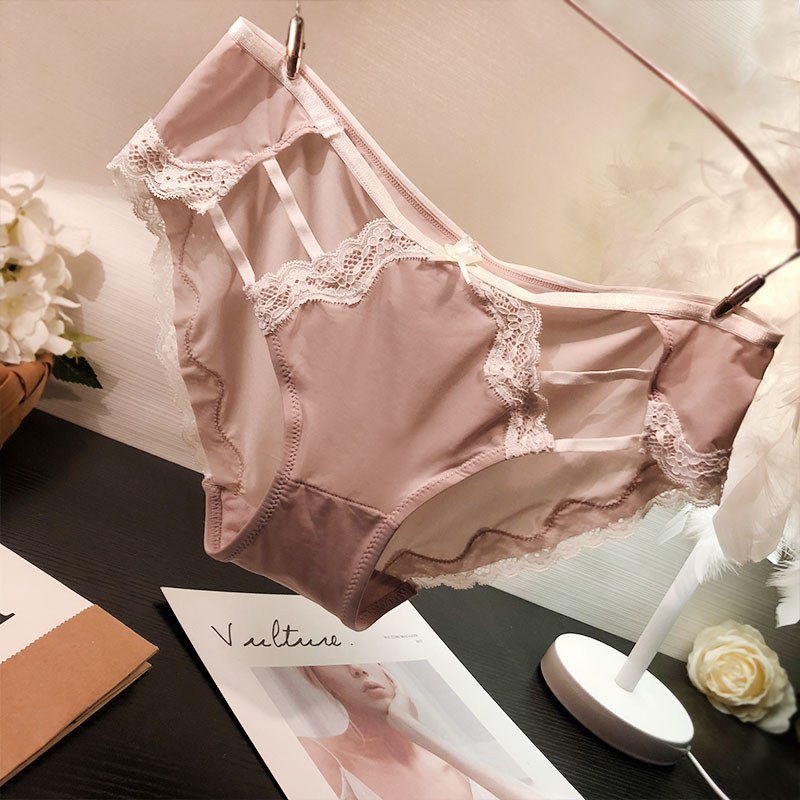 (用8.1元券)无痕冰丝内裤女性感镂空透视诱惑三角裤纯棉裆甜美少女裤头舒适