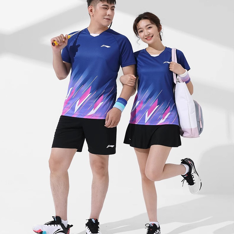 李宁羽毛球服套装男女短袖夏比赛运动服专业透气速干排汗
