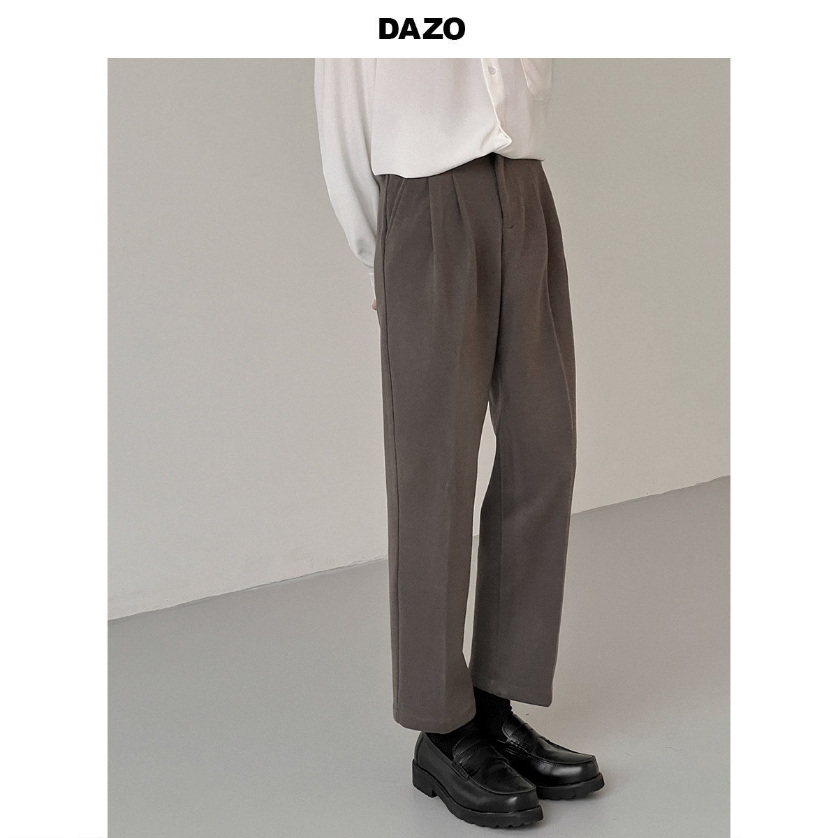 DAZO 秋冬季毛呢裤男休闲直筒裤韩版潮流九分裤轻熟男生百搭裤子