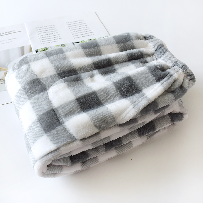 情侣法兰绒格子睡裤家居裤单件