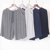 加肥宽松薄款 夏季 五分家居短裤 大码 衩子男睡觉 莫代尔睡裤 大裤 男士