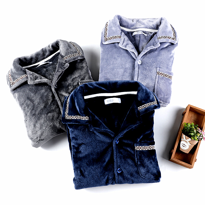 男士单件秋冬珊瑚绒加肥加大睡衣